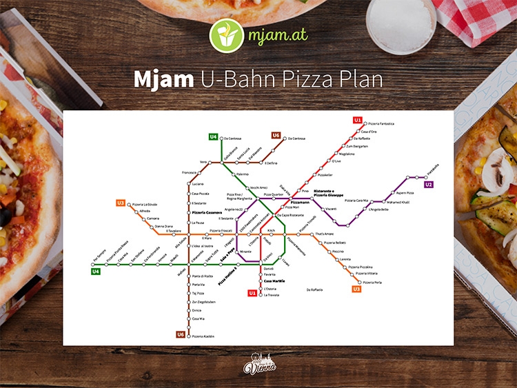 Mjam erstellt U-Bahn Pizza Plan mit Pizzerien in Wien
