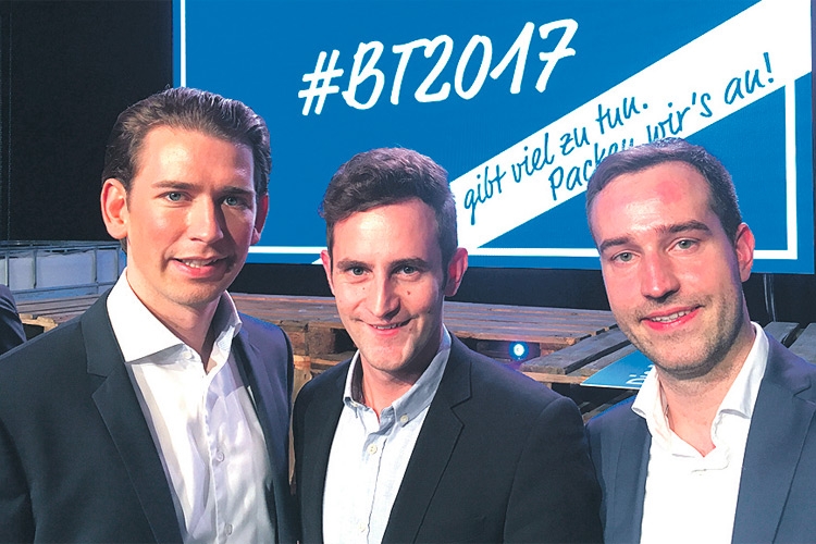 (v.l.:) BK Sebastian Kurz, Lukas Schnitzer und BO Stefan Schnöll.