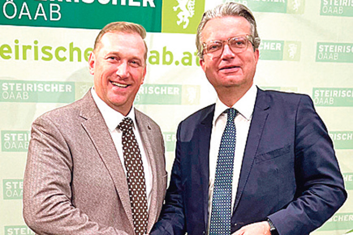 Geschäftsführender Landes­obmann Günther Rup­recht  und LH Christopher Drexler.
