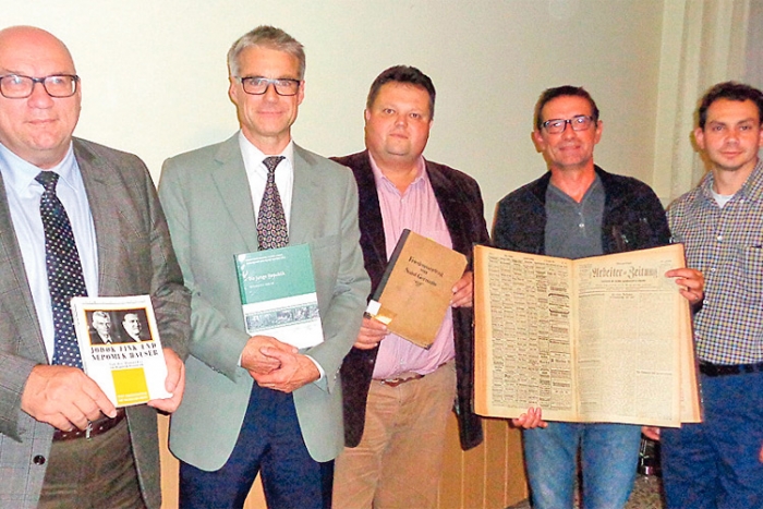 (v.l.:) Mag. Franz Ivancsics, Dr. Johannes Schönner, Bgm. Bernd Strobl, GR Harald Ernst, GR Martin Strobl. 