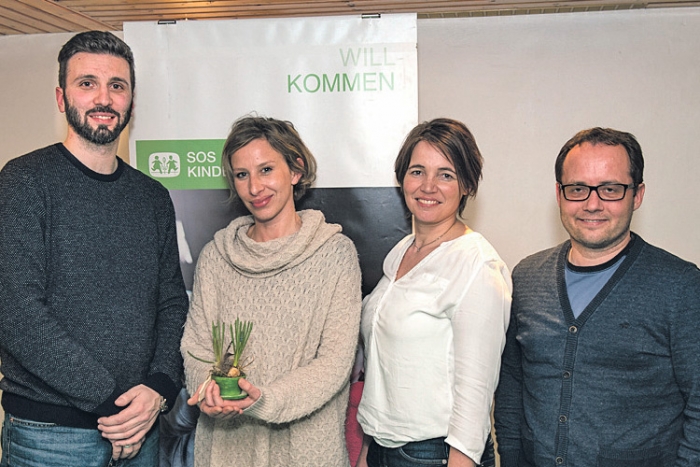 (v.l.:) Referent Nedzad Mocevic, Ursula Gamauf-Eberhardt (Friedenszentrum ÖSFK), Sandra Latka und Marek Zeliska (SOS Kinderd.)