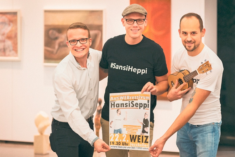 Veranstalter und Promoter Kevin Lagler (li.) mit dem Duo HansiSeppi.