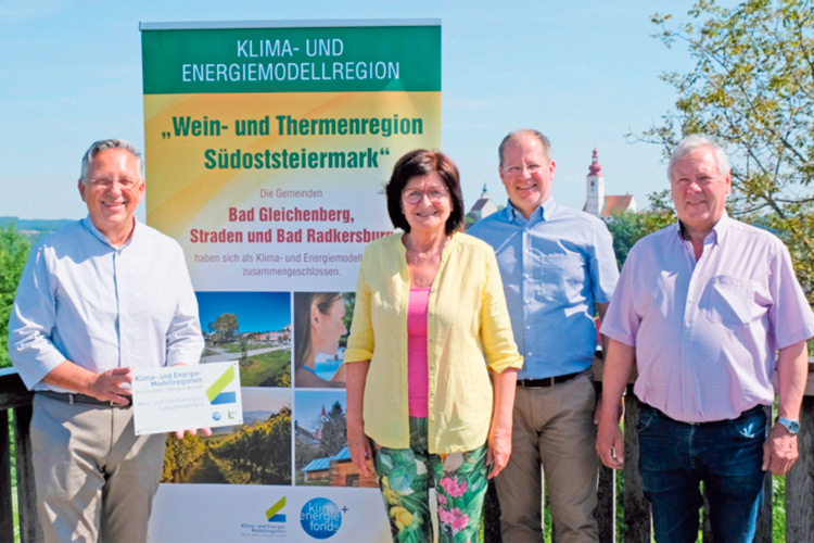 Eine gelungene Partnerschaft: Bgm. Mag. Karl Lautner, Bgm. Christine Siegel, KEM-Manager Robert Frauwallner und Bgm. Gerhard Konrad.